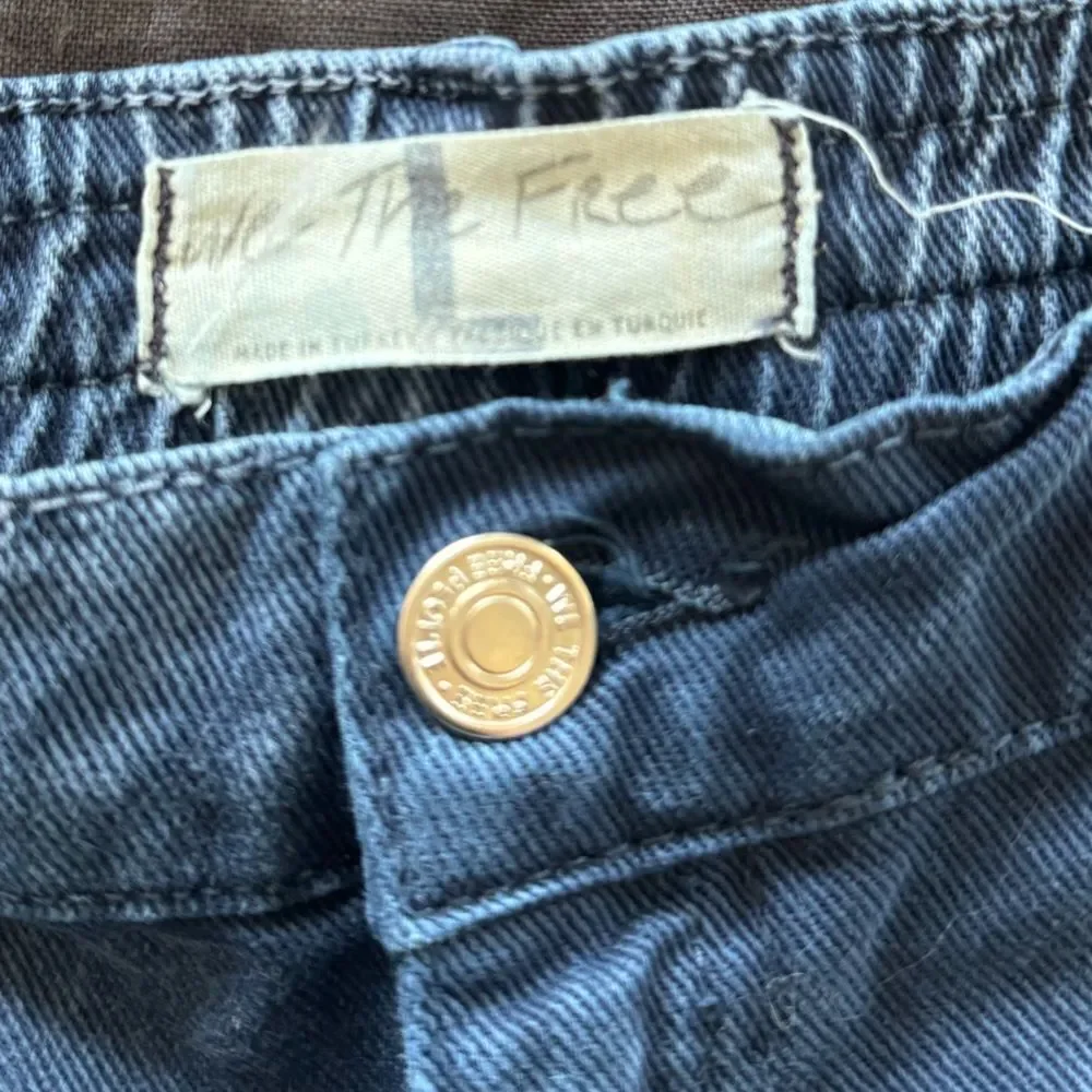 We The Free People Platon Utility Cargo‎ Jeans Sz L Blue Denim Military Utility